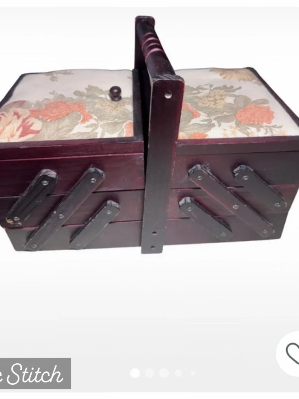 Vintage Sewing Box with Floral Upholstered Top